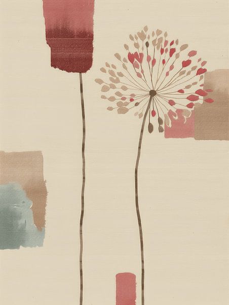 Botanical abstract in pastel colours by Japandi Art Studio