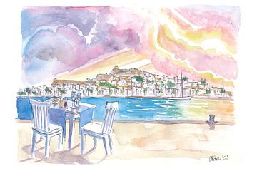 Sundowner mit herrlichem Blick auf die Altstadt von Eivissa Ibiza und