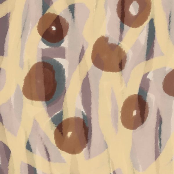 Japandi. Organic shapes in yellow, brown, beige. by Dina Dankers