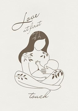Line Art - Minimalist Mom & Baby Embrace by Saskia Michele