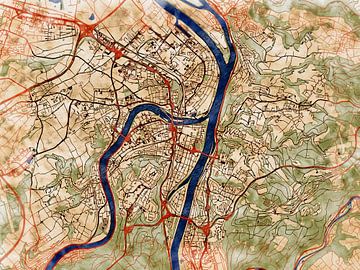 Kaart van Koblenz in de stijl 'Serene Summer' van Maporia