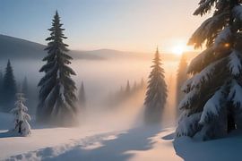 Tannenzauber bei Sonnenuntergang von Jean Pierre