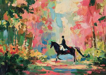 Une chevauchée dynamique sur un cheval noir