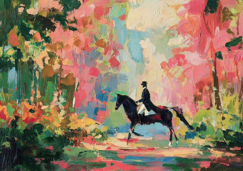 Une chevauchée dynamique sur un cheval noir par Niklas Maximilian