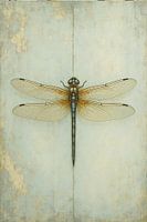 Dragonfly on vintage blue | minimalist nature artwork
