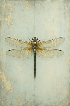 Libelle auf Vintage blau | minimalistische Natur Kunstwerk