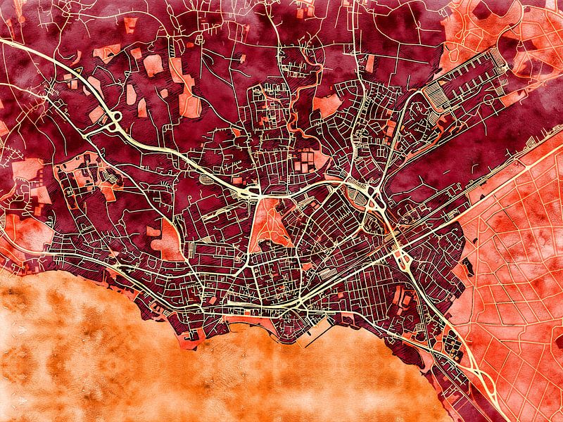 Map of Friedrichshafen with the style 'Amber Autumn' by Maporia