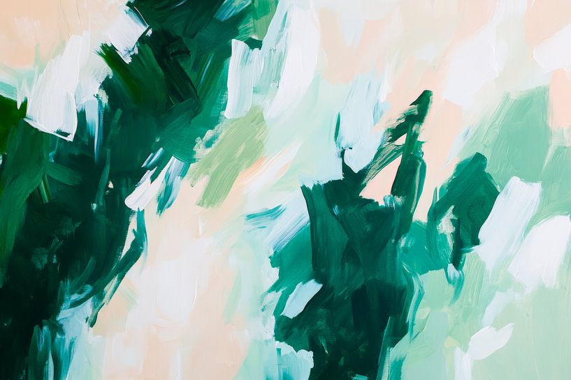 Grüntöne in fließenden Pinselstrichen von Poster Art Shop