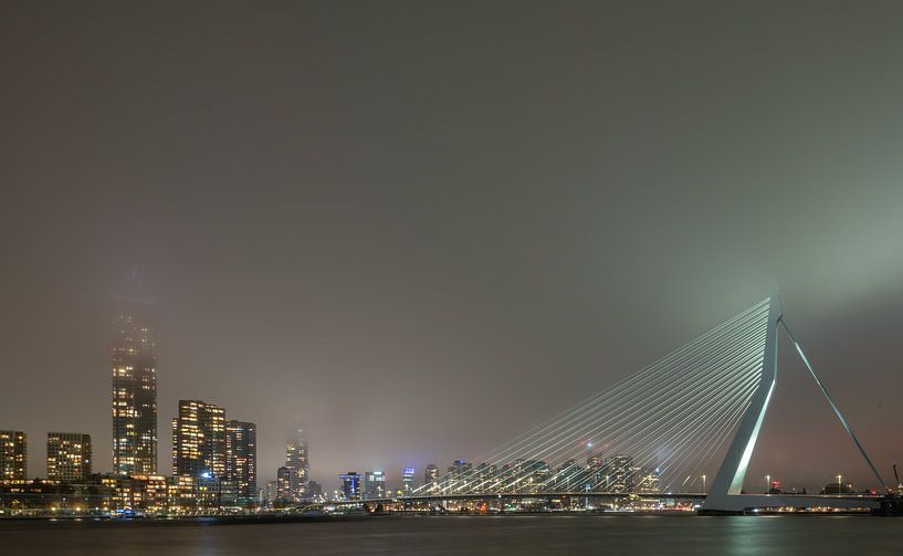 Rottterdam de nuit et le pont Erasmus par Léontine Lamers