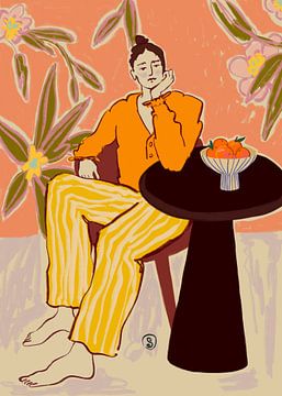 Frau mit Orangen von Sandra Poliakov