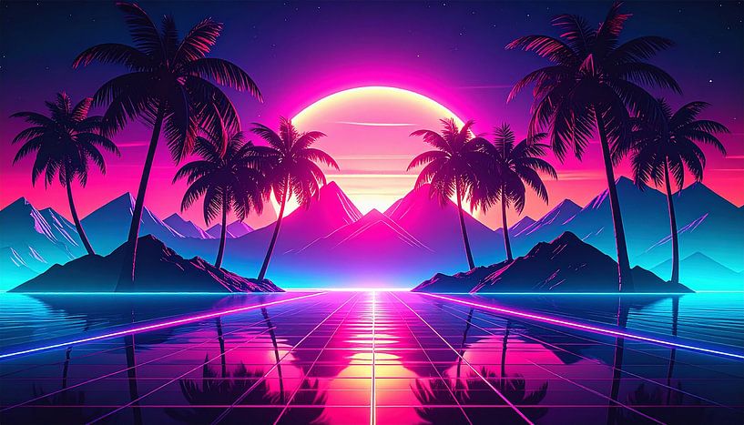 Retro sunset and mountains by Mustafa Kurnaz