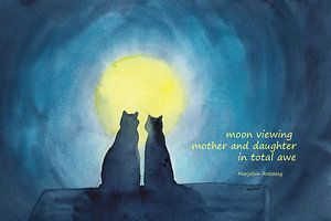 Moon Viewing Katzen Haiku Englisch