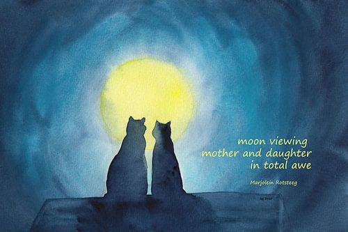 Maan Kijken Katten Haiku Engels