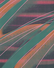 Abstract movement in turquoise, pink, orange and purple