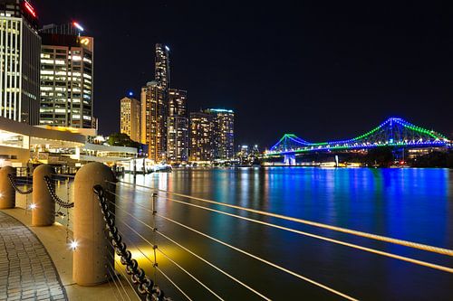 Brisbane skyline met Story bridge sur Marcel van den Bos