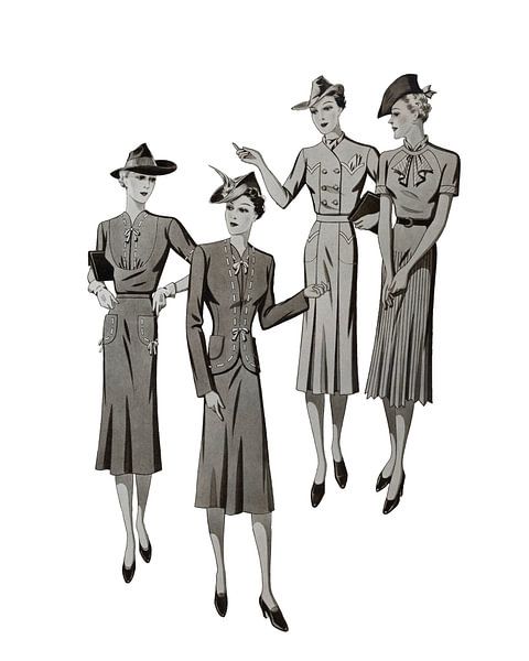Reproduction of nostalgic image of ladies from the old fashion magazine 'La Charmante Parisienne'. by Henk Van Nunen Fotografie