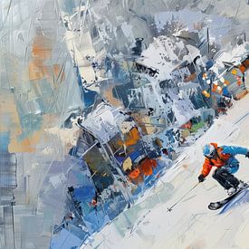 Skifahrer auf der schwarzen Piste von Lauren Wilde