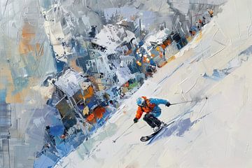 Skiër op de zwarte piste