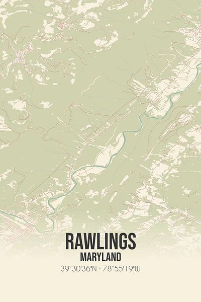 Vintage map of Rawlings (Maryland), USA. by Prints of Place