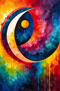 Abstracte manen in felle kleuren