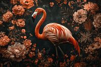 Flamingo in Weelderige Barokbloemen