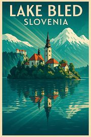 Meer van Bled Slovenië Vintage Reisposter van Travel Shop