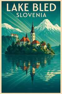 See Bled Slowenien Vintage Travel Poster