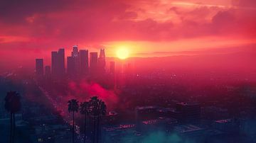 Een synthwave ambrotype Los Angeles van PixelPrestige