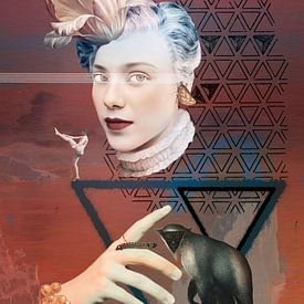 Trinity (1 of 4) rust brown, warm grey, black, petrol by Blikstjinder by Betty J