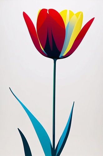 Minimalistische kleurrijke tulp kunstwerk