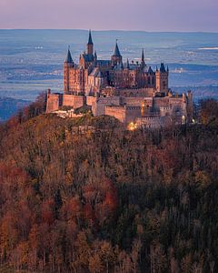 Burg Hohenzollern bei Sonnenuntergang, Baden-Württemberg