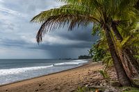 tropical beach with impending thunderstorms