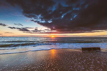 Strand zonsondergang