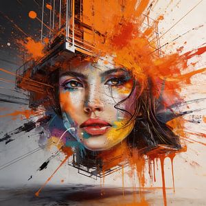 Orange Aura — Gesicht mit kraftvoller Wärme