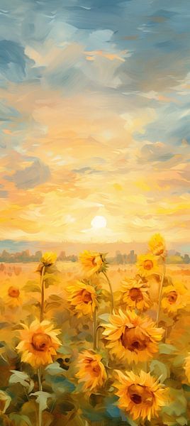 Sunflower Painting | Golden Hour by Abstract Painting
