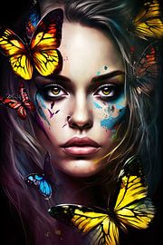 Betoverende Vrouw met Vlinders Portret van Art & Soul Creations