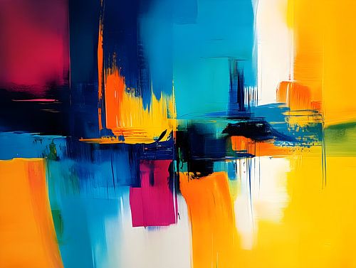 Abstrait en turquoise et orange