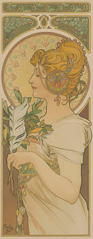 La Plume (1899) door Alphonse Mucha