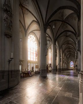Man aan het bidden in de Sint-Janskathedraal - Den Bosch van Joris Bax