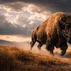 Puissant bison dans un paysage spectaculaire – impressionnante photo animalière à l'atmosphère épique sur Design Wall Arts