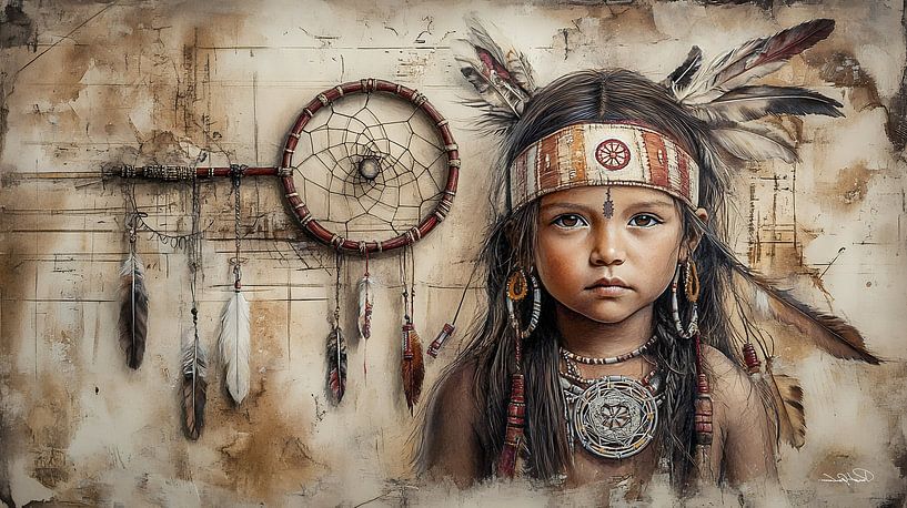 indiaan in Da Vinci stijl van Gelissen Artworks