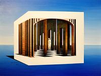 Bunker in hushed blue landscape