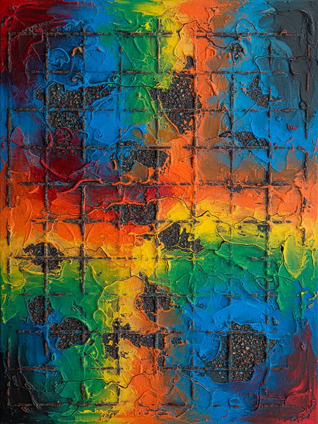 Industrial Abstract Painting in vibrant colours by Studio Pieternel