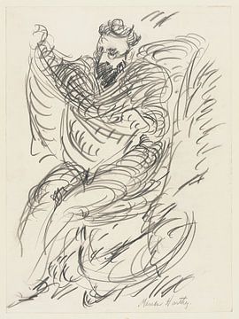 Studie van een zittende man met baard en bril door Marsden Hartley van Peter Balan