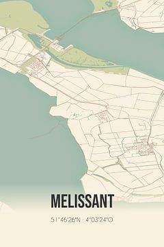 Vintage map of Melissant (South Holland) by Rezona