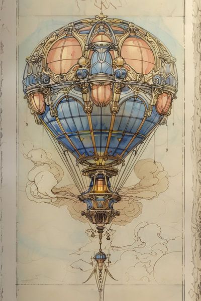 Drawing, Hot air balloon -3 by Peter Pen Drawings and Paintings