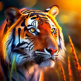 Tigre numérique IA coloré sur Marco Leeggangers