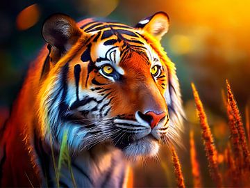 Kleurrijke AI Digitale tijger van Marco Leeggangers