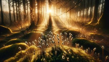 Dreamy morning mood in the glowing forest by artefacti