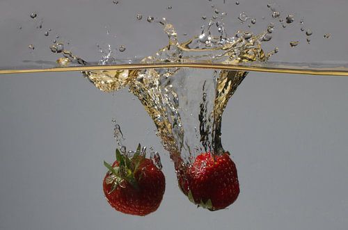 Twee aarbeien te water